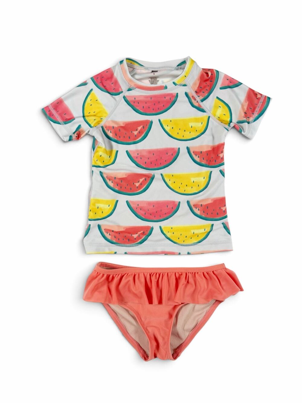 Tea Collection Watermelon Rash Guard Ruffle Bikini Swimsuit Set Girls Size 5